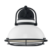 Nuvo Lighting Upton 12in 1-Light Wall Sconce | Nautical & Coastal Gloss White and Textured Black | Indoor & Covered Patio | 12 x 12 in | Model 60-7082