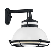 Nuvo Lighting Upton 12in 1-Light Wall Sconce | Nautical & Coastal Gloss White and Textured Black | Indoor & Covered Patio | 12 x 12 in | Model 60-7082