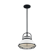 Nuvo Lighting Upton 12in 1-Light Pendant | Nautical & Coastal Gloss White and Black Accents | Kitchen Island & Dining Room | 12 x 12 x 11 | Model 60-7084