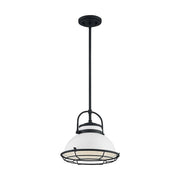 Nuvo Lighting Upton 12in 1-Light Pendant | Nautical & Coastal Gloss White and Black Accents | Kitchen Island & Dining Room | 12 x 12 x 11 | Model 60-7084