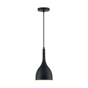 Nuvo Lighting Bellcap 7in 1-Light Pendant | Mid-Century Modern Matte Black | Kitchen Island & Dining Room | 6.75 x 6.75 x 13.25 in | Model 60-7086