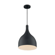 Nuvo Lighting Bellcap 12in 1-Light Pendant | Mid-Century Modern Matte Black | Kitchen Island & Dining Room | 12 x 12 x 16.38 in | Model 60-7087