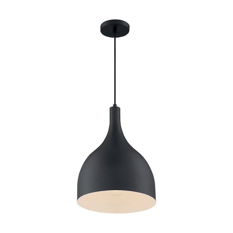 Nuvo Lighting Bellcap 12in 1-Light Pendant | Mid-Century Modern Matte Black | Kitchen Island & Dining Room | 12 x 12 x 16.38 in | Model 60-7087