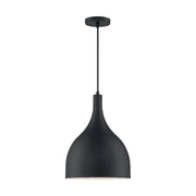 Nuvo Lighting Bellcap 12in 1-Light Pendant | Mid-Century Modern Matte Black | Kitchen Island & Dining Room | 12 x 12 x 16.38 in | Model 60-7087