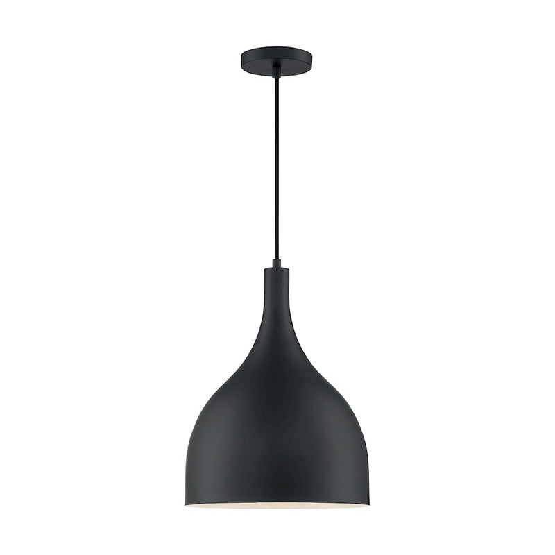 Nuvo Lighting Bellcap 12in 1-Light Pendant | Mid-Century Modern Matte Black | Kitchen Island & Dining Room | 12 x 12 x 16.38 in | Model 60-7087