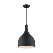 Nuvo Lighting Bellcap 12in 1-Light Pendant | Mid-Century Modern Matte Black | Kitchen Island & Dining Room | 12 x 12 x 16.38 in | Model 60-7087