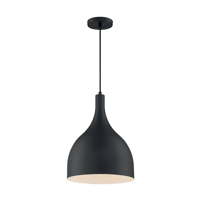 Nuvo Lighting Bellcap 12in 1-Light Pendant | Mid-Century Modern Matte Black | Kitchen Island & Dining Room | 12 x 12 x 16.38 in | Model 60-7087