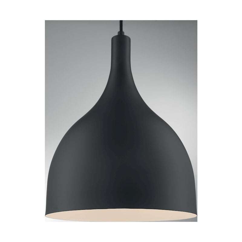 Nuvo Lighting Bellcap 12in 1-Light Pendant | Mid-Century Modern Matte Black | Kitchen Island & Dining Room | 12 x 12 x 16.38 in | Model 60-7087