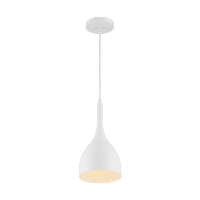 Nuvo Lighting Bellcap 1-Light 6.75in Pendant | Mid-Century Modern Matte White | Kitchen Island & Dining Room | 6.75 x 6.75 x 13.25 in | Model 60-7096