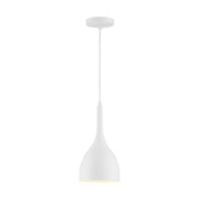 Nuvo Lighting Bellcap 1-Light 6.75in Pendant | Mid-Century Modern Matte White | Kitchen Island & Dining Room | 6.75 x 6.75 x 13.25 in | Model 60-7096