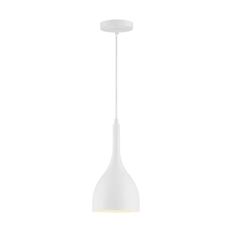 Nuvo Lighting Bellcap 1-Light 6.75in Pendant | Mid-Century Modern Matte White | Kitchen Island & Dining Room | 6.75 x 6.75 x 13.25 in | Model 60-7096