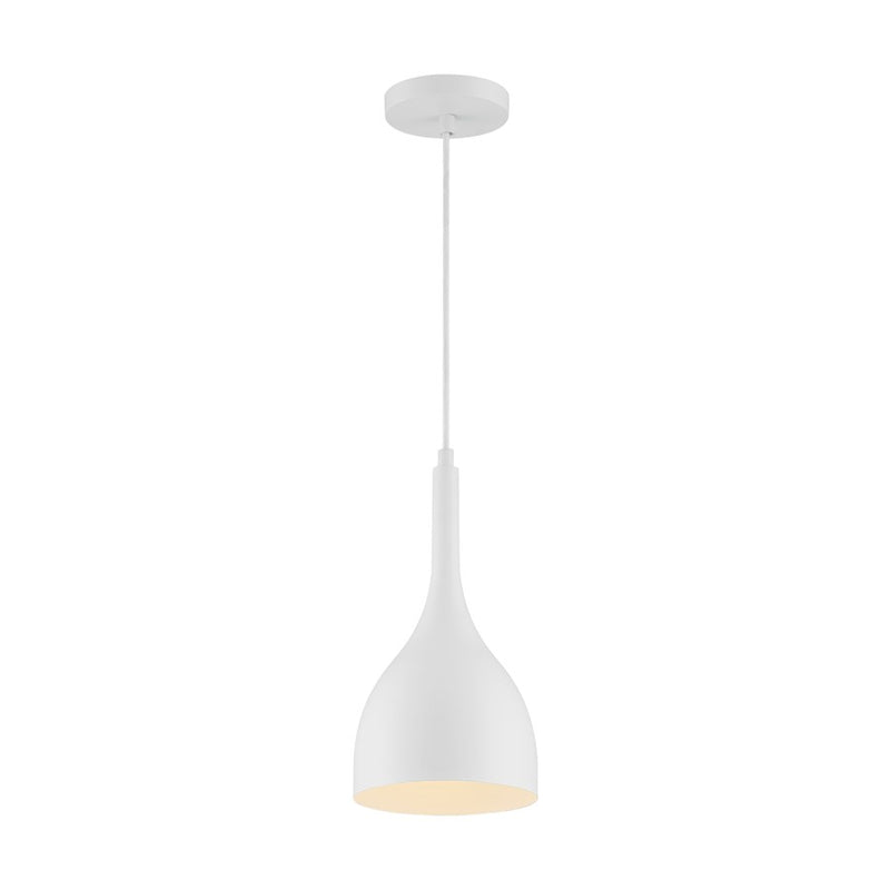Nuvo Lighting Bellcap 1-Light 6.75in Pendant | Mid-Century Modern Matte White | Kitchen Island & Dining Room | 6.75 x 6.75 x 13.25 in | Model 60-7096