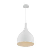 Nuvo Lighting Bellcap 12in 1-Light Pendant | Mid-Century Modern Matte White | Kitchen Island & Dining Room | 12 x 12 x 16.38 in | Model 60-7097