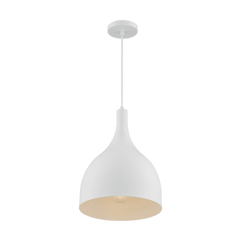 Nuvo Lighting Bellcap 12in 1-Light Pendant | Mid-Century Modern Matte White | Kitchen Island & Dining Room | 12 x 12 x 16.38 in | Model 60-7097