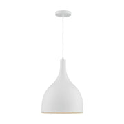 Nuvo Lighting Bellcap 12in 1-Light Pendant | Mid-Century Modern Matte White | Kitchen Island & Dining Room | 12 x 12 x 16.38 in | Model 60-7097