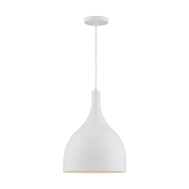 Nuvo Lighting Bellcap 12in 1-Light Pendant | Mid-Century Modern Matte White | Kitchen Island & Dining Room | 12 x 12 x 16.38 in | Model 60-7097