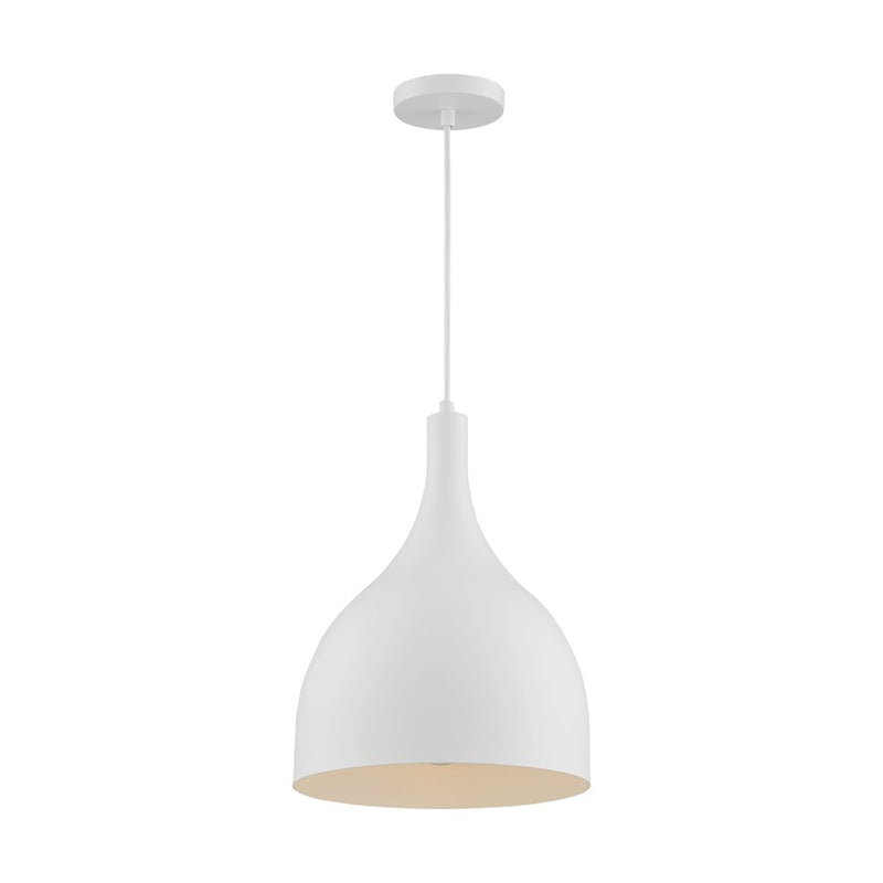 Nuvo Lighting Bellcap 12in 1-Light Pendant | Mid-Century Modern Matte White | Kitchen Island & Dining Room | 12 x 12 x 16.38 in | Model 60-7097