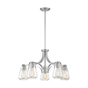 Nuvo Lighting Skybridge 27in 5-Light Chandelier | Industrial Brushed Nickel and Clear Glass | Dining Room & Living Room | 27 x 27 x 15 in | Model 60-7115