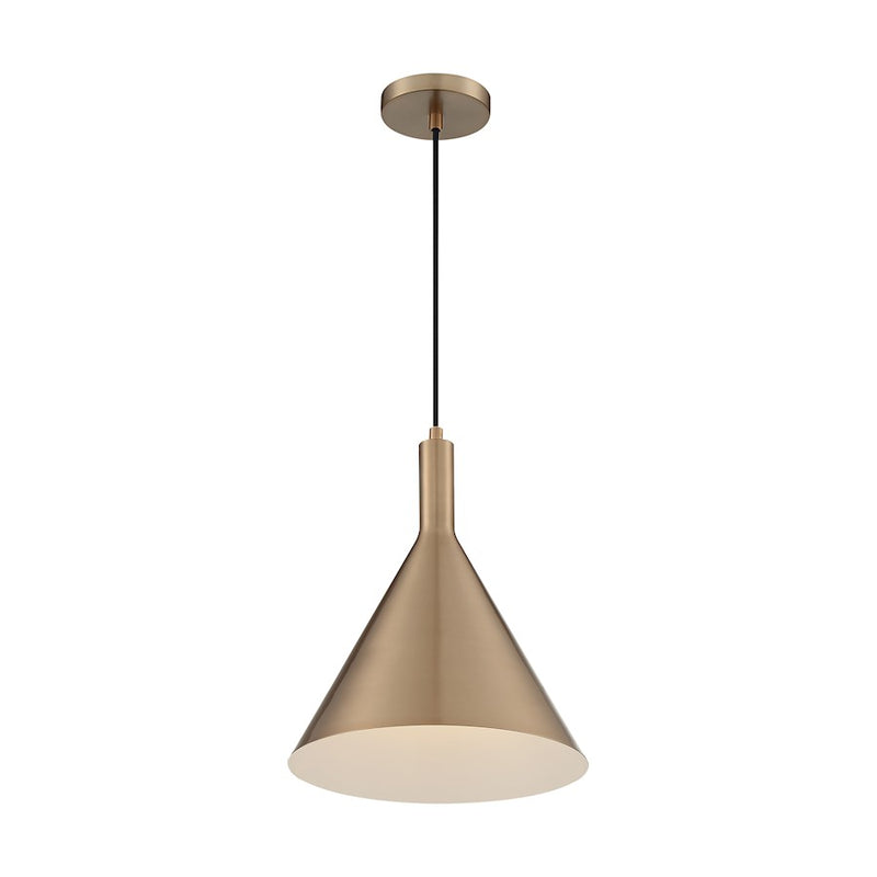 Nuvo Lighting Lightcap 12in 1-Light Pendant | Mid-Century Modern Burnished Brass | Kitchen Island & Dining Room | 12 x 12 x 14.5 in | Model 60-7118