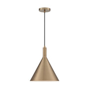 Nuvo Lighting Lightcap 12in 1-Light Pendant | Mid-Century Modern Burnished Brass | Kitchen Island & Dining Room | 12 x 12 x 14.5 in | Model 60-7118