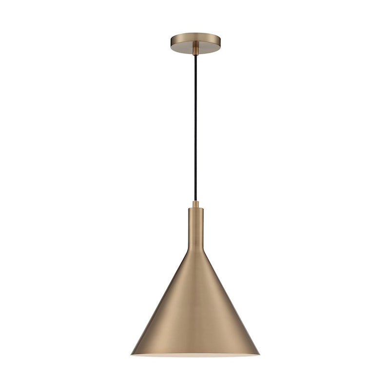 Nuvo Lighting Lightcap 12in 1-Light Pendant | Mid-Century Modern Burnished Brass | Kitchen Island & Dining Room | 12 x 12 x 14.5 in | Model 60-7118