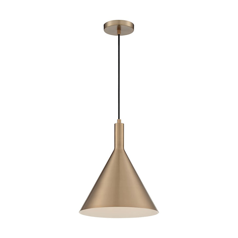 Nuvo Lighting Lightcap 12in 1-Light Pendant | Mid-Century Modern Burnished Brass | Kitchen Island & Dining Room | 12 x 12 x 14.5 in | Model 60-7118