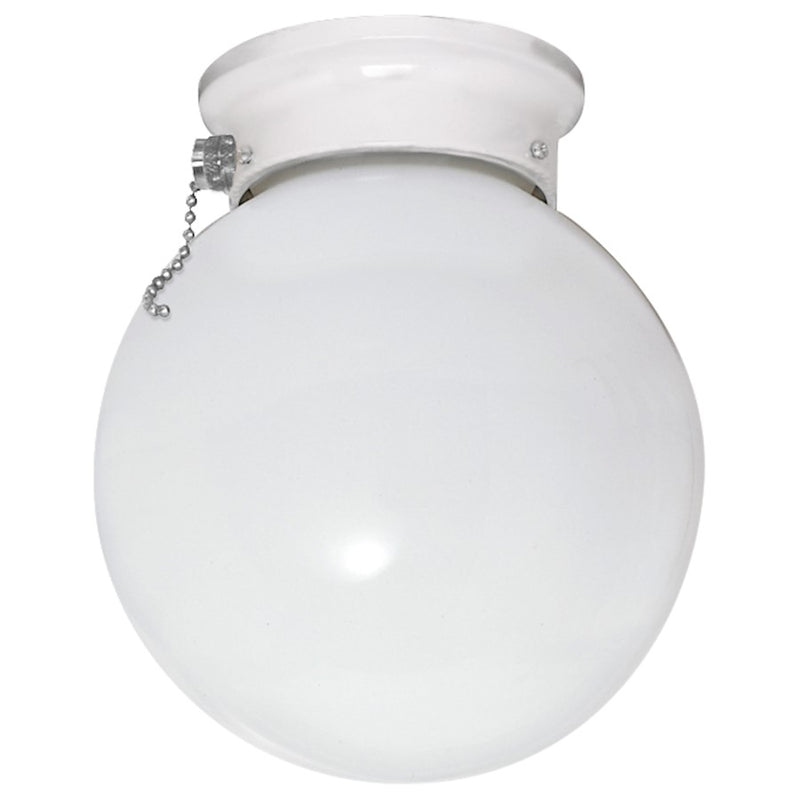 Nuvo Lighting 60-712 6in 1-Light Flush Mount | Traditional White Finish and White Glass | Bathroom & Hallway Ceiling Light | 6 x 6 x 7 in | Model 60-712