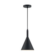 Nuvo Lighting Lightcap 8in 1-Light Pendant | Mid-Century Modern Matte Black | Kitchen Island & Dining Room | 7.75 x 12.5 in | Model 60-7127