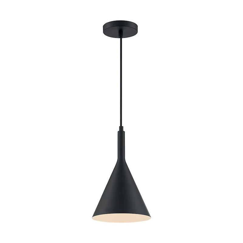 Nuvo Lighting Lightcap 8in 1-Light Pendant | Mid-Century Modern Matte Black | Kitchen Island & Dining Room | 7.75 x 12.5 in | Model 60-7127