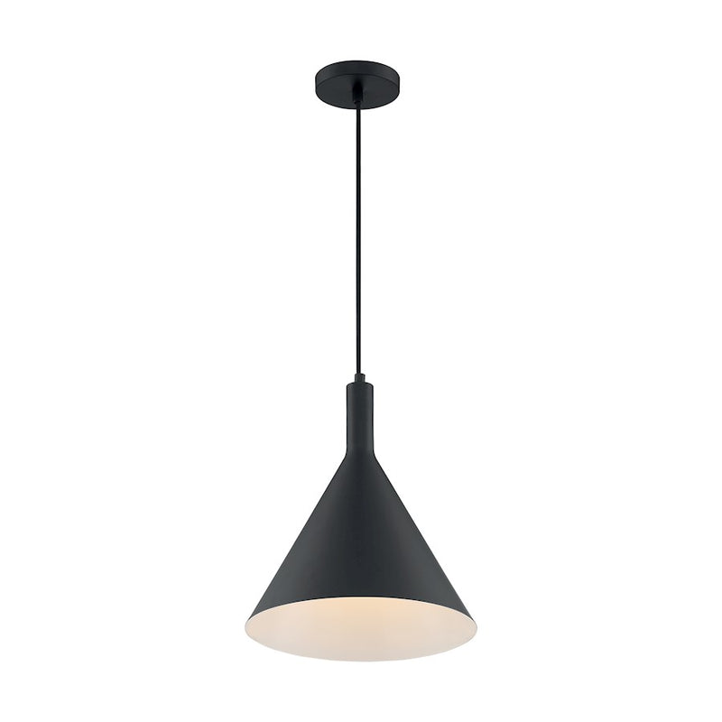Nuvo Lighting Lightcap 12in 1-Light Pendant | Mid-Century Modern Matte Black | Kitchen Island & Dining Room | 12 x 12 x 14.5 in | Model 60-7128