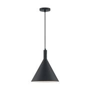 Nuvo Lighting Lightcap 12in 1-Light Pendant | Mid-Century Modern Matte Black | Kitchen Island & Dining Room | 12 x 12 x 14.5 in | Model 60-7128