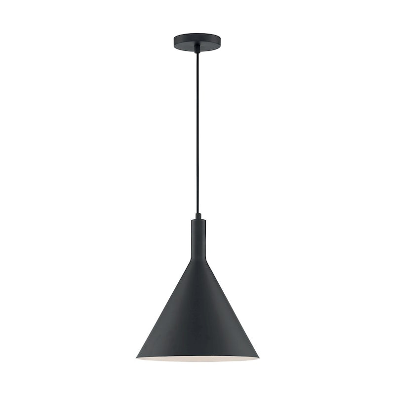 Nuvo Lighting Lightcap 12in 1-Light Pendant | Mid-Century Modern Matte Black | Kitchen Island & Dining Room | 12 x 12 x 14.5 in | Model 60-7128