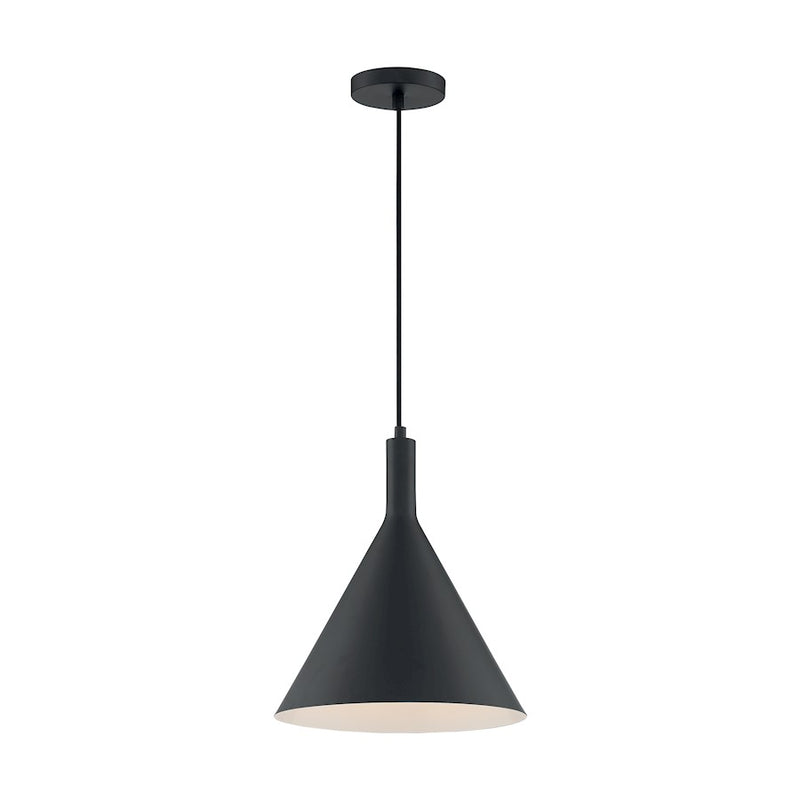 Nuvo Lighting Lightcap 12in 1-Light Pendant | Mid-Century Modern Matte Black | Kitchen Island & Dining Room | 12 x 12 x 14.5 in | Model 60-7128