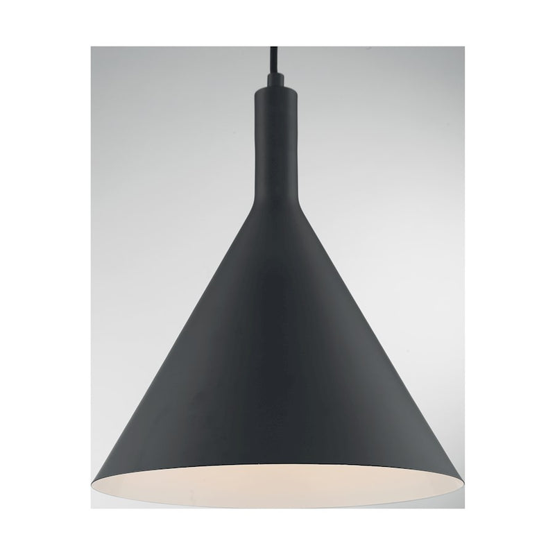 Nuvo Lighting Lightcap 12in 1-Light Pendant | Mid-Century Modern Matte Black | Kitchen Island & Dining Room | 12 x 12 x 14.5 in | Model 60-7128