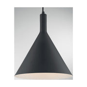 Nuvo Lighting Lightcap 12in 1-Light Pendant | Mid-Century Modern Matte Black | Kitchen Island & Dining Room | 12 x 12 x 14.5 in | Model 60-7128