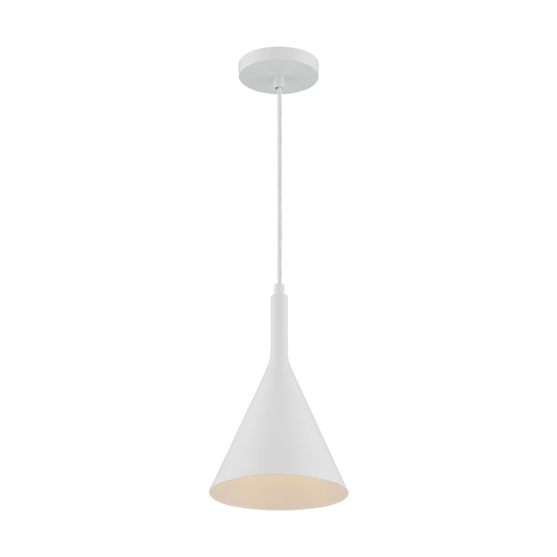 Nuvo Lighting Lightcap 7.75in 1-Light Pendant | Mid-Century Modern Matte White | Kitchen Island & Dining Room | 7.75 x 7.75 x 12.5 in | Model 60-7137