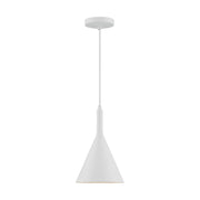 Nuvo Lighting Lightcap 7.75in 1-Light Pendant | Mid-Century Modern Matte White | Kitchen Island & Dining Room | 7.75 x 7.75 x 12.5 in | Model 60-7137