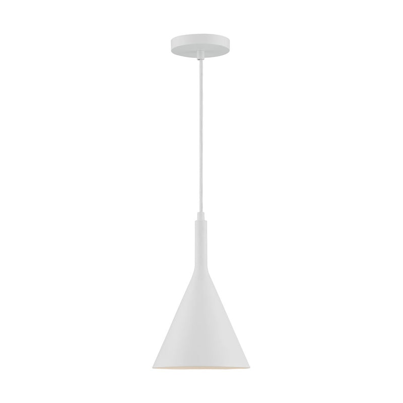 Nuvo Lighting Lightcap 7.75in 1-Light Pendant | Mid-Century Modern Matte White | Kitchen Island & Dining Room | 7.75 x 7.75 x 12.5 in | Model 60-7137