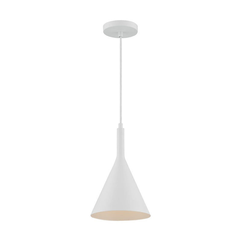Nuvo Lighting Lightcap 7.75in 1-Light Pendant | Mid-Century Modern Matte White | Kitchen Island & Dining Room | 7.75 x 7.75 x 12.5 in | Model 60-7137