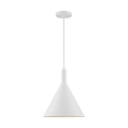 Nuvo Lighting Lightcap 12in 1-Light Pendant | Mid-Century Modern Matte White | Kitchen Island & Dining Room | 12 x 12 x 14.5 in | Model 60-7138