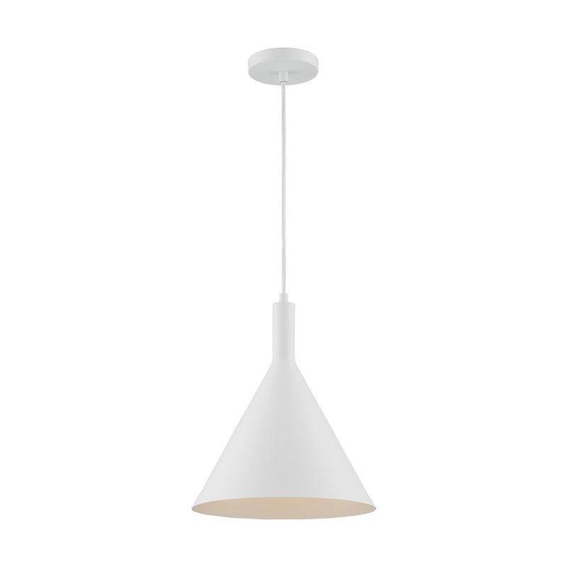 Nuvo Lighting Lightcap 12in 1-Light Pendant | Mid-Century Modern Matte White | Kitchen Island & Dining Room | 12 x 12 x 14.5 in | Model 60-7138