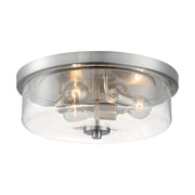 Nuvo Lighting Sommerset 15in 3-Light Flush Mount | Modern Brushed Nickel and Clear Glass | Hallway & Bathroom Damp-Rated | 15 x 15 x 5.63 | Model 60-7169