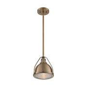 Nuvo Lighting Barbett 1-Light 9in Pendant | Industrial Burnished Brass and Clear Fresnel Glass | Kitchen Island & Dining Room | 8.75 x | Model 60-7201