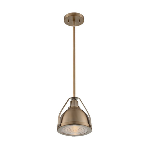 Nuvo Lighting Barbett 1-Light 9in Pendant | Industrial Burnished Brass and Clear Fresnel Glass | Kitchen Island & Dining Room | 8.75 x | Model 60-7201