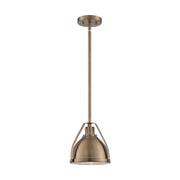 Nuvo Lighting Barbett 1-Light 9in Pendant | Industrial Burnished Brass and Clear Fresnel Glass | Kitchen Island & Dining Room | 8.75 x | Model 60-7201