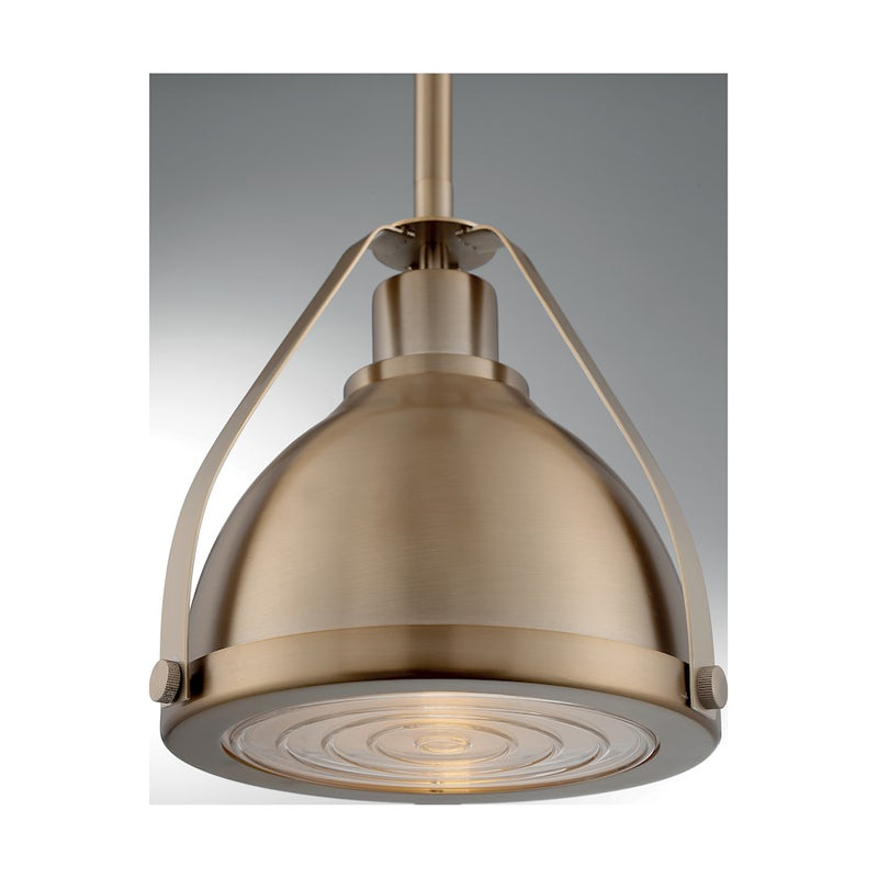 Nuvo Lighting Barbett 1-Light 9in Pendant | Industrial Burnished Brass and Clear Fresnel Glass | Kitchen Island & Dining Room | 8.75 x | Model 60-7201
