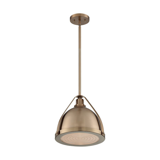 Nuvo Lighting Barbett 13in 1-Light Pendant | Industrial Burnished Brass and Clear Glass | Kitchen Island & Dining Room | 12.63 x 12 x 12 in | Model 60-7202