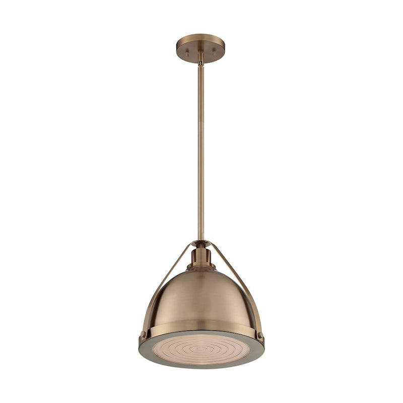 Nuvo Lighting Barbett 13in 1-Light Pendant | Industrial Burnished Brass and Clear Glass | Kitchen Island & Dining Room | 12.63 x 12 x 12 in | Model 60-7202