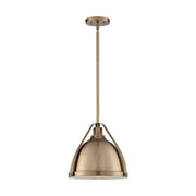 Nuvo Lighting Barbett 13in 1-Light Pendant | Industrial Burnished Brass and Clear Glass | Kitchen Island & Dining Room | 12.63 x 12 x 12 in | Model 60-7202