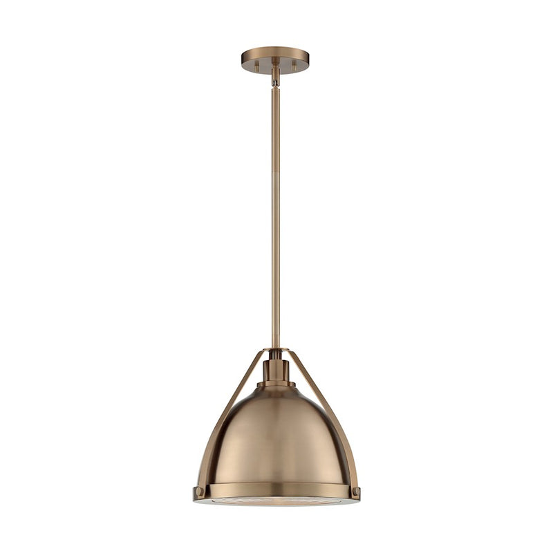 Nuvo Lighting Barbett 13in 1-Light Pendant | Industrial Burnished Brass and Clear Glass | Kitchen Island & Dining Room | 12.63 x 12 x 12 in | Model 60-7202